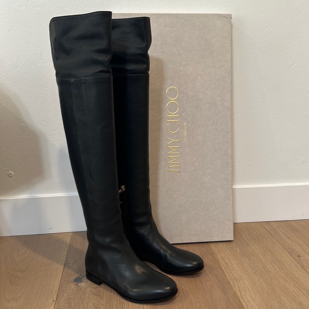 BNIB Size 34.5/4.5 UNWORN! - Jimmy Choo Mitty Flat Over the Knee Leather Boot